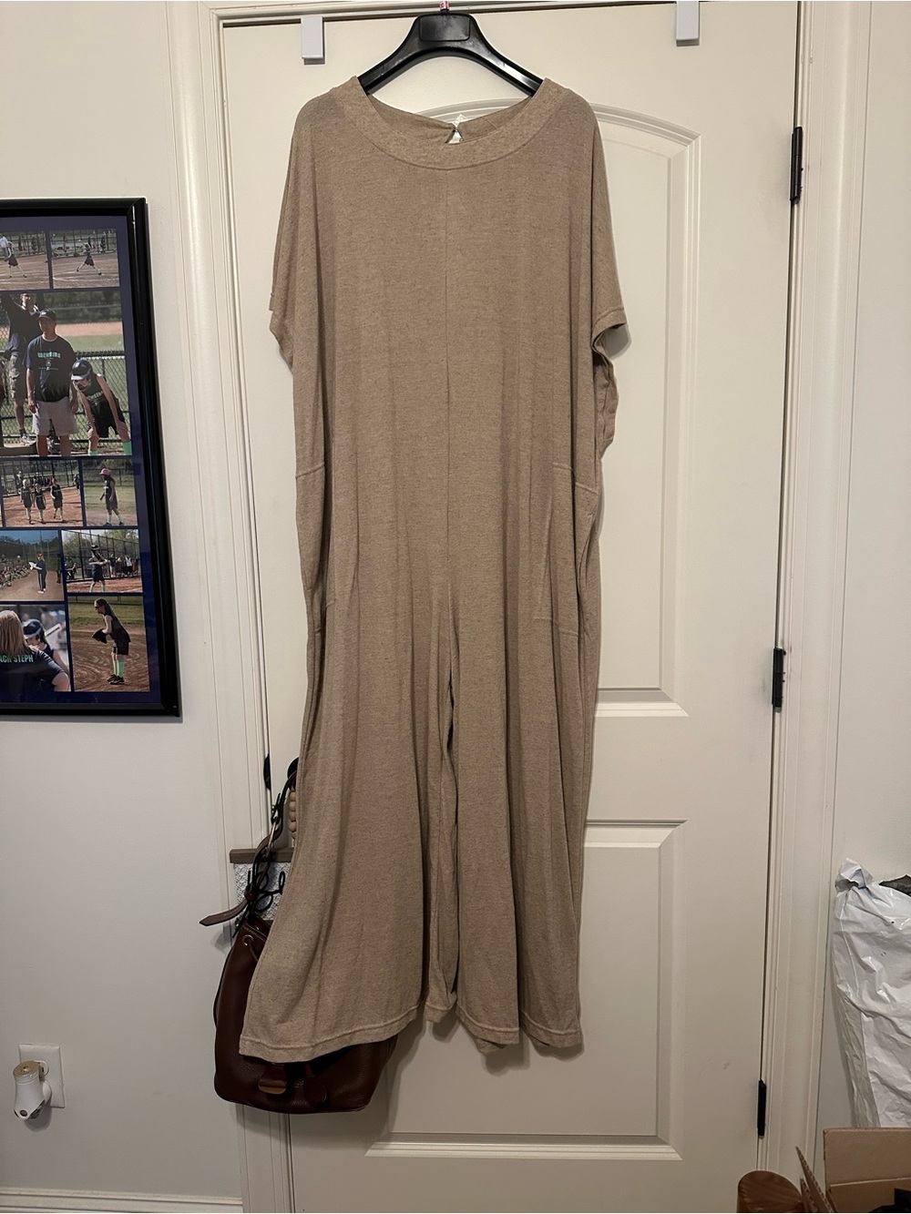 Relaxed Wide-Leg Tan Jumpsuit cover up